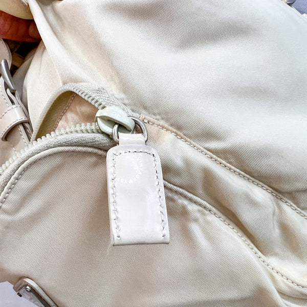 Vintage Prada Nylon Vela Mini Cinch Backpack - Creamy White