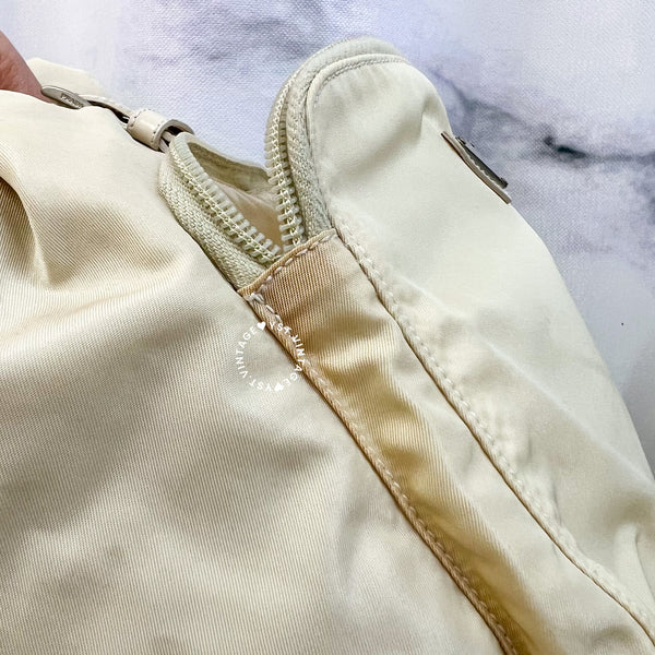Vintage Prada Nylon Vela Mini Cinch Backpack - Creamy White