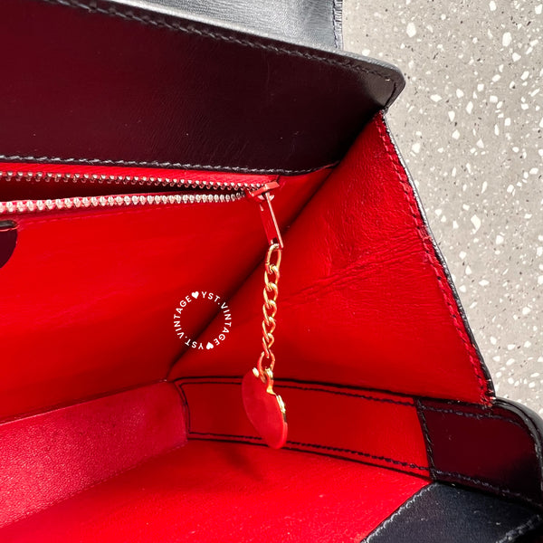 Vintage CELINE Planet Lock Kelly Bag - Navy (Code: 049500)