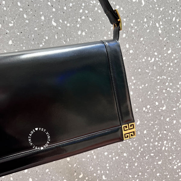 Vintage Givenchy 1980s Logo Shoulder/ Crossbody Bag - Black