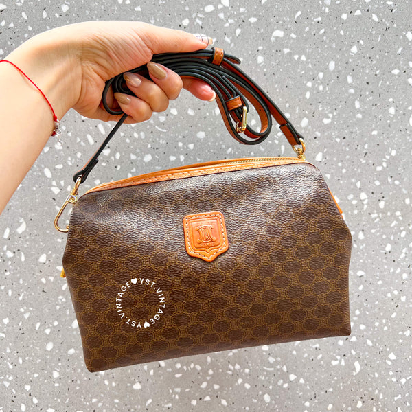 Vintage CELINE 1990s Macadam Makeup Bag - Brown 011