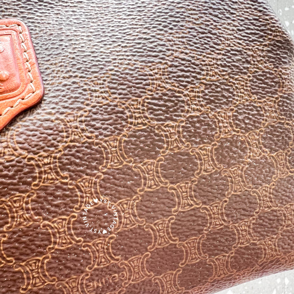 Vintage CELINE 1990s Macadam Makeup Bag - Brown 011