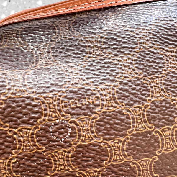 Vintage CELINE 1990s Macadam Makeup Bag - Brown 011