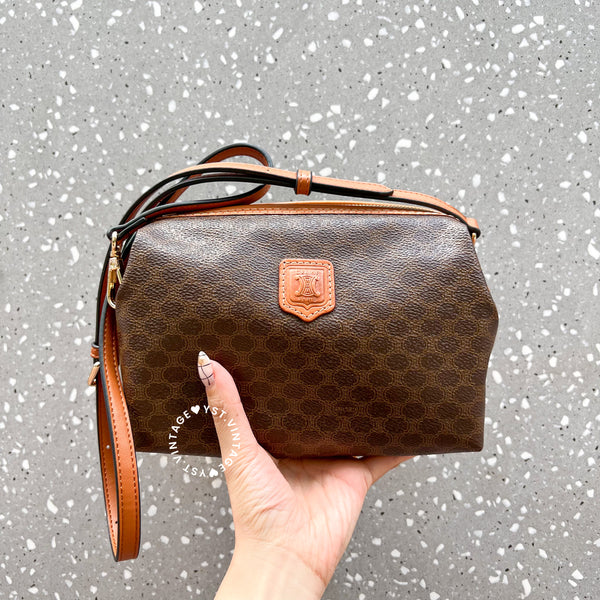 Vintage CELINE 1990s Macadam Makeup Bag - Brown 011