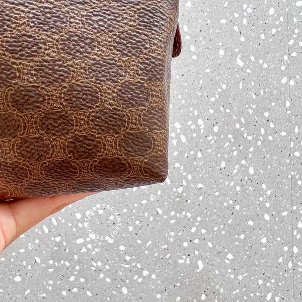 Vintage CELINE 1990s Macadam Makeup Bag - Brown 011