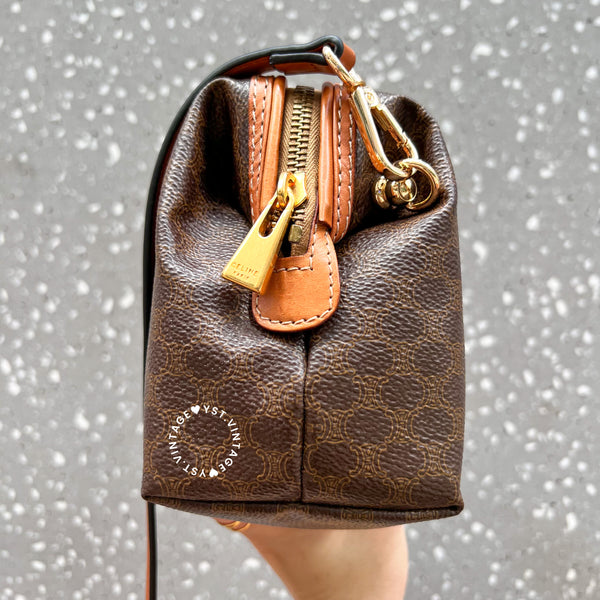 Vintage CELINE 1990s Macadam Makeup Bag - Brown 011