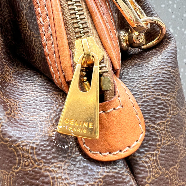 Vintage CELINE 1990s Macadam Makeup Bag - Brown 011