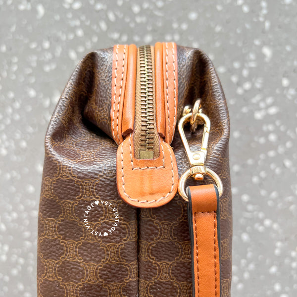 Vintage CELINE 1990s Macadam Makeup Bag - Brown 011