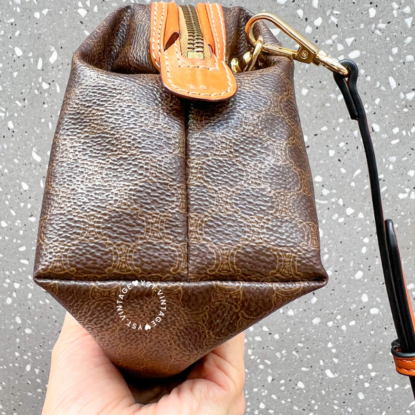 Vintage CELINE 1990s Macadam Makeup Bag - Brown 011