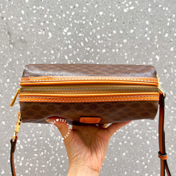 Vintage CELINE 1990s Macadam Makeup Bag - Brown 011