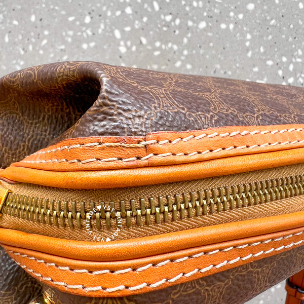 Vintage CELINE 1990s Macadam Makeup Bag - Brown 011