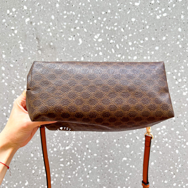 Vintage CELINE 1990s Macadam Makeup Bag - Brown 011