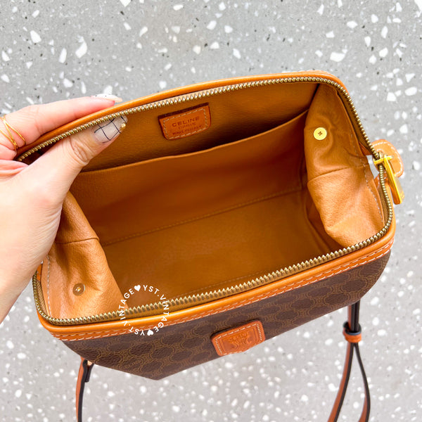 Vintage CELINE 1990s Macadam Makeup Bag - Brown 011