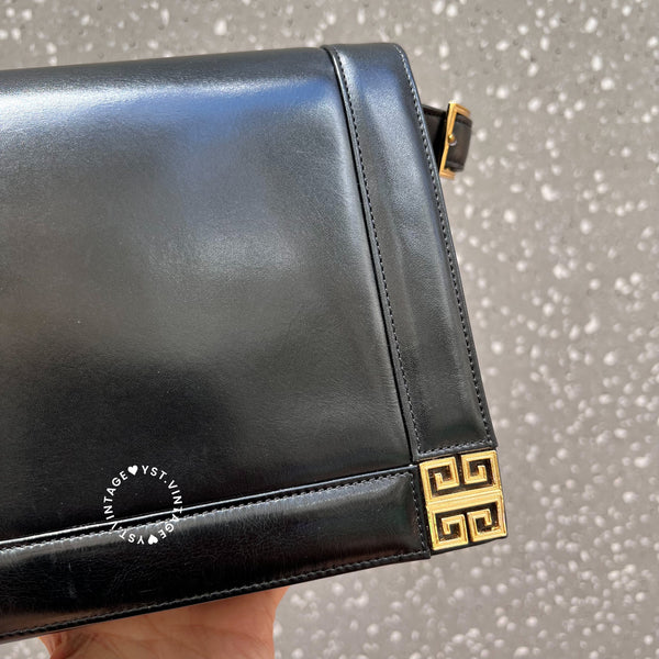 Vintage Givenchy 1980s Logo Shoulder/ Crossbody Bag - Black
