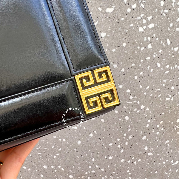 Vintage Givenchy 1980s Logo Shoulder/ Crossbody Bag - Black