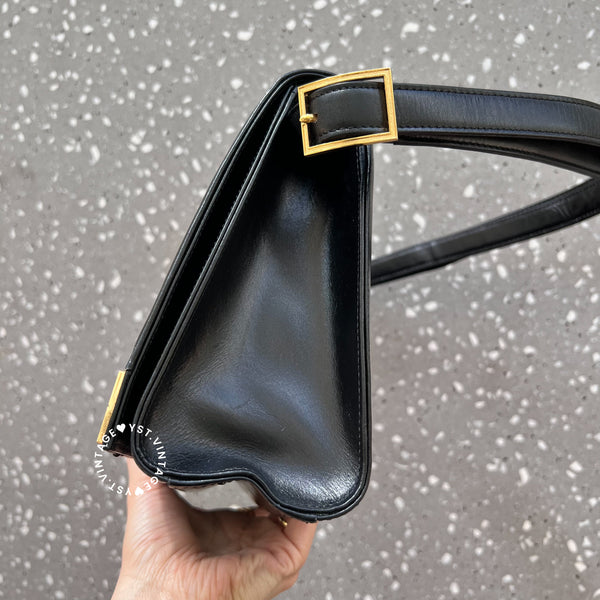 Vintage Givenchy 1980s Logo Shoulder/ Crossbody Bag - Black