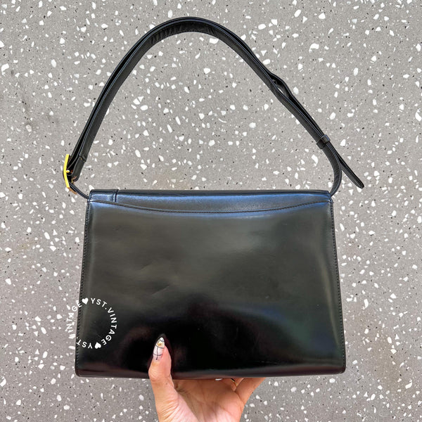 Vintage Givenchy 1980s Logo Shoulder/ Crossbody Bag - Black