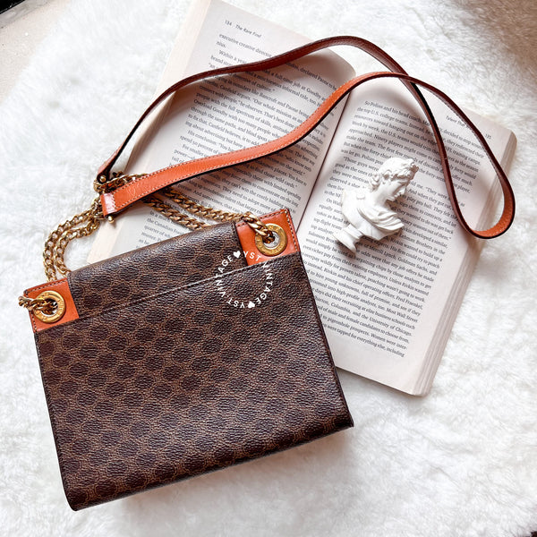 Vintage CELINE Macadam Mini Square Shoulder Bag - Brown (Code: 048300)