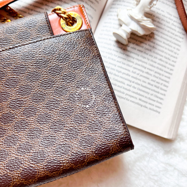 Vintage CELINE Macadam Mini Square Shoulder Bag - Brown (Code: 048300)