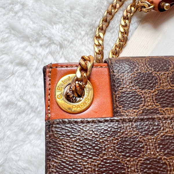 Vintage CELINE Macadam Mini Square Shoulder Bag - Brown (Code: 048300)