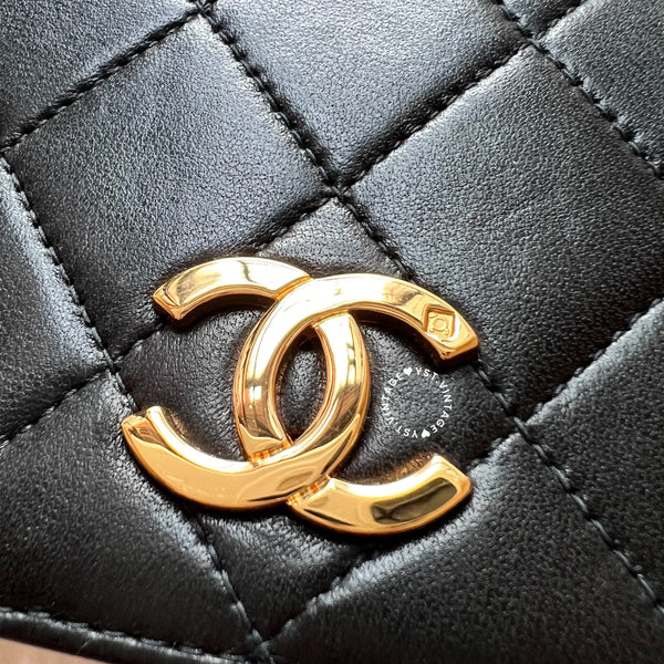 Vintage Chanel Mini Flap Push-Lock Bag - Black (Code: 049400)