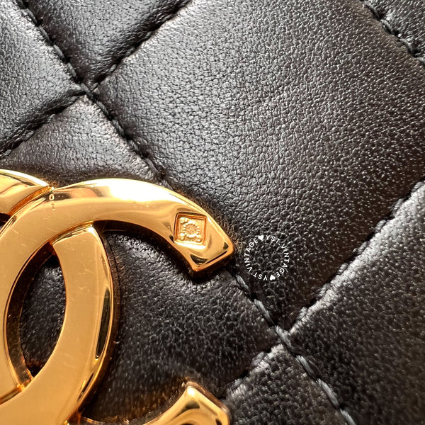 Vintage Chanel Mini Flap Push-Lock Bag - Black (Code: 049400)