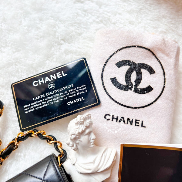 Vintage Chanel Mini Flap Push-Lock Bag - Black (Code: 049400)