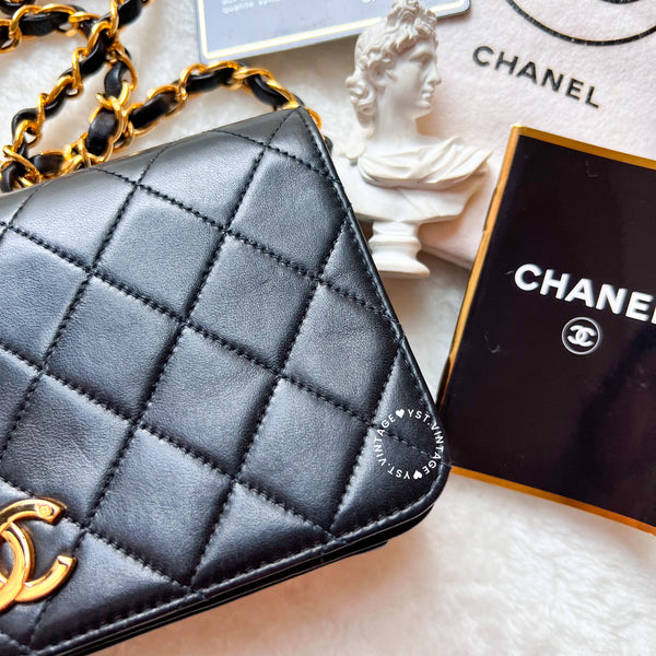 Vintage Chanel Mini Flap Push-Lock Bag - Black (Code: 049400)