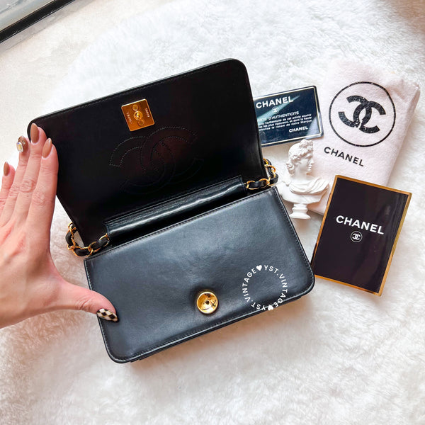 Vintage Chanel Mini Flap Push-Lock Bag - Black (Code: 049400)