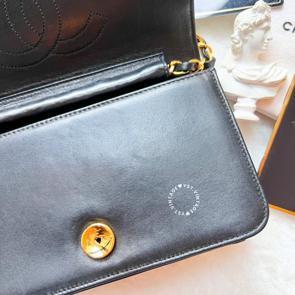 Vintage Chanel Mini Flap Push-Lock Bag - Black (Code: 049400)