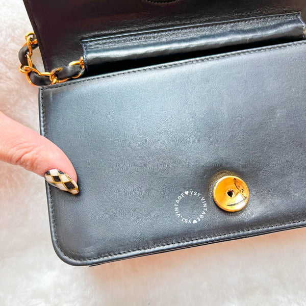 Vintage Chanel Mini Flap Push-Lock Bag - Black (Code: 049400)