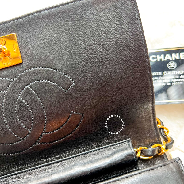 Vintage Chanel Mini Flap Push-Lock Bag - Black (Code: 049400)