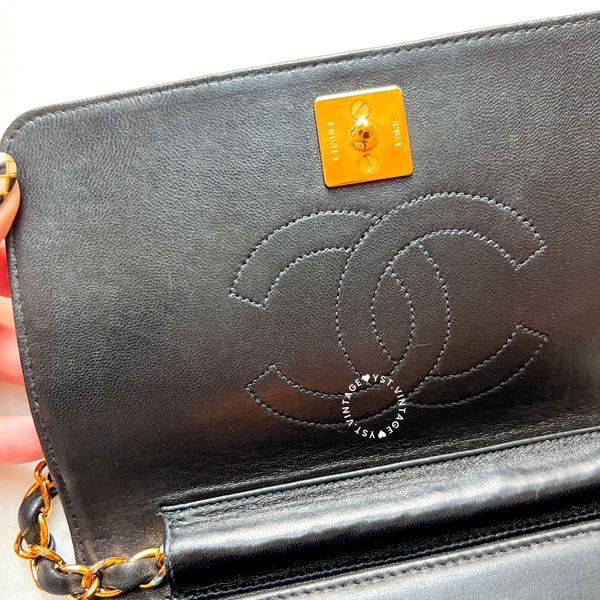 Vintage Chanel Mini Flap Push-Lock Bag - Black (Code: 049400)