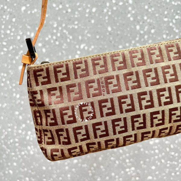 Vintage Fendi Zucca Mini Shoulder Bag - Milk Tea
