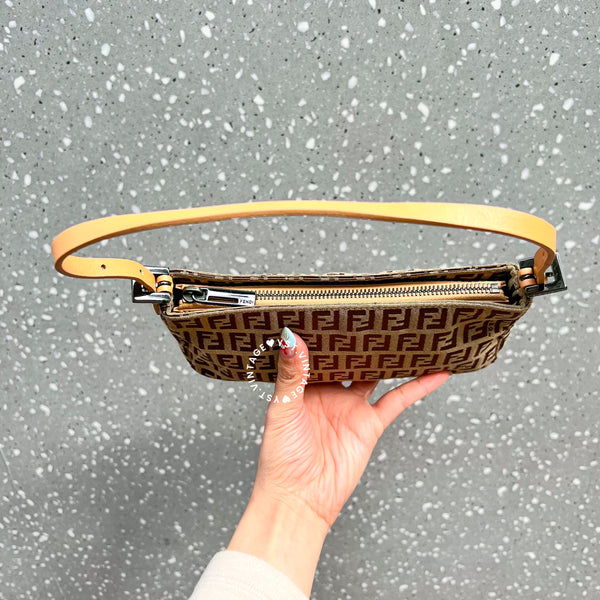Vintage Fendi Zucca Mini Shoulder Bag - Milk Tea
