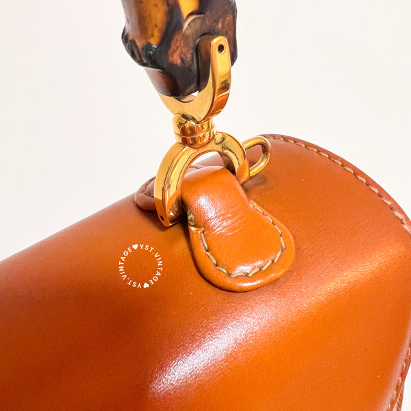Vintage Gucci Bamboo Small Top Handle Bag - Caramel Brown