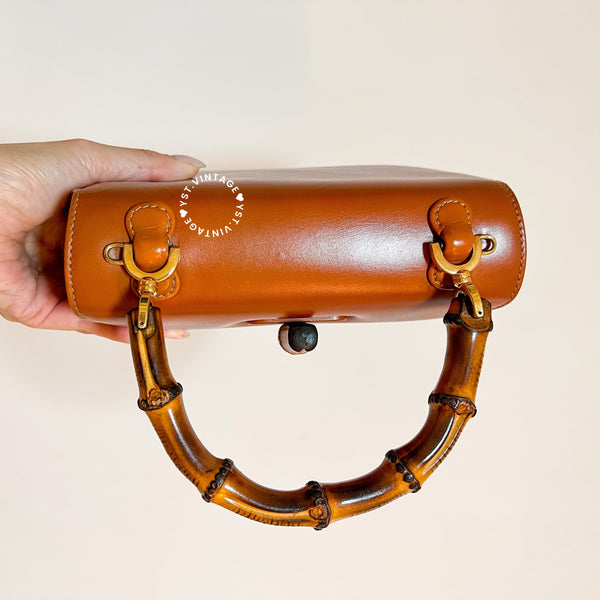 Vintage Gucci Bamboo Small Top Handle Bag - Caramel Brown