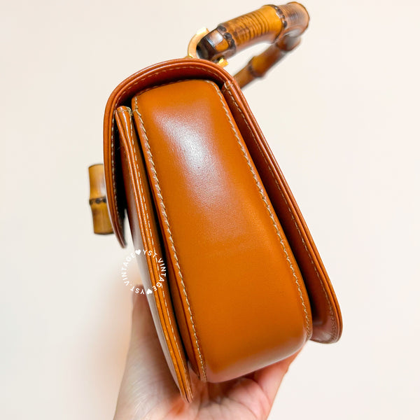 Vintage Gucci Bamboo Small Top Handle Bag - Caramel Brown