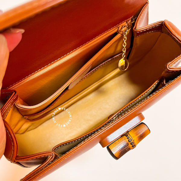 Vintage Gucci Bamboo Small Top Handle Bag - Caramel Brown