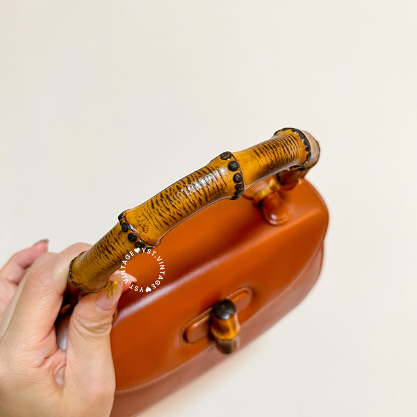 Vintage Gucci Bamboo Small Top Handle Bag - Caramel Brown