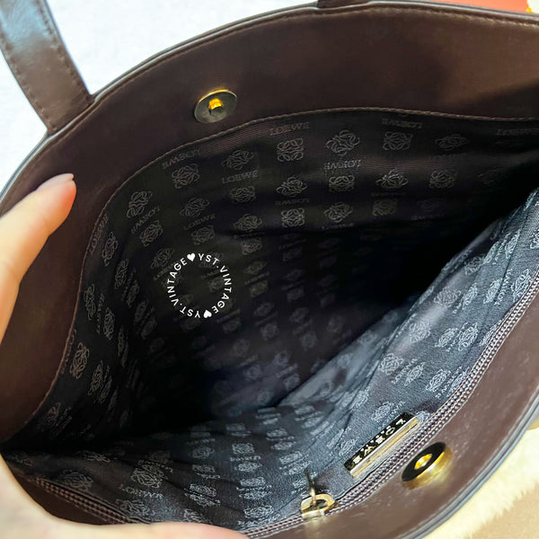Vintage Loewe Anagram Tote Bag - Dark Brown 002