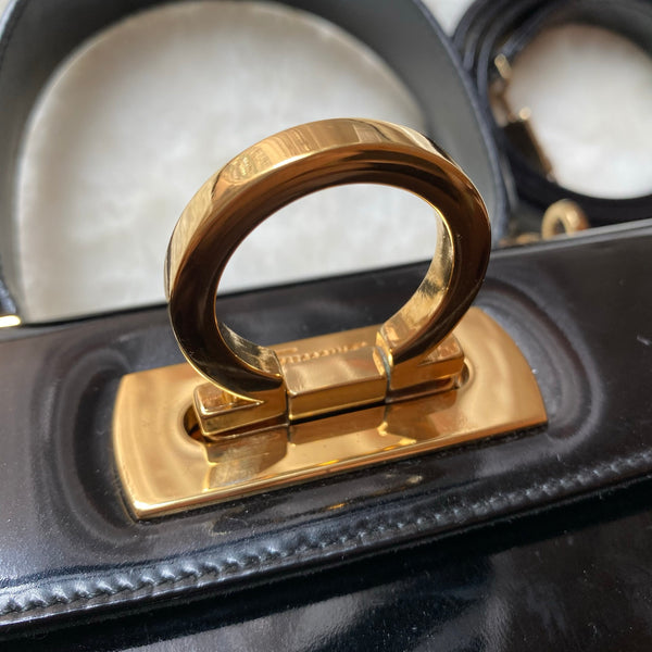 Vintage Salvatore Ferragamo Gancini 2-way (S Size) - Black Patent Leather