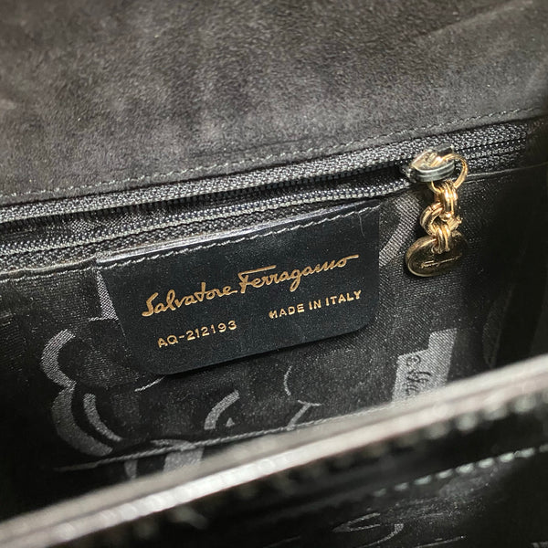 Vintage Salvatore Ferragamo Gancini 2-way (S Size) - Black Patent Leather