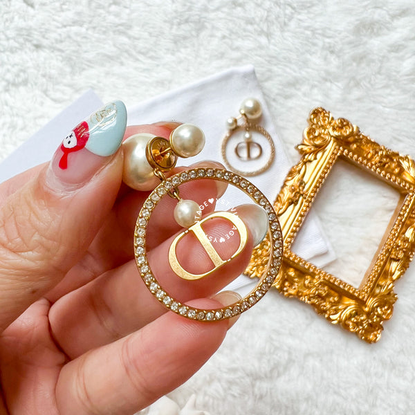 Dior Pearl Tribales and Gold-Finish Metal Earrings