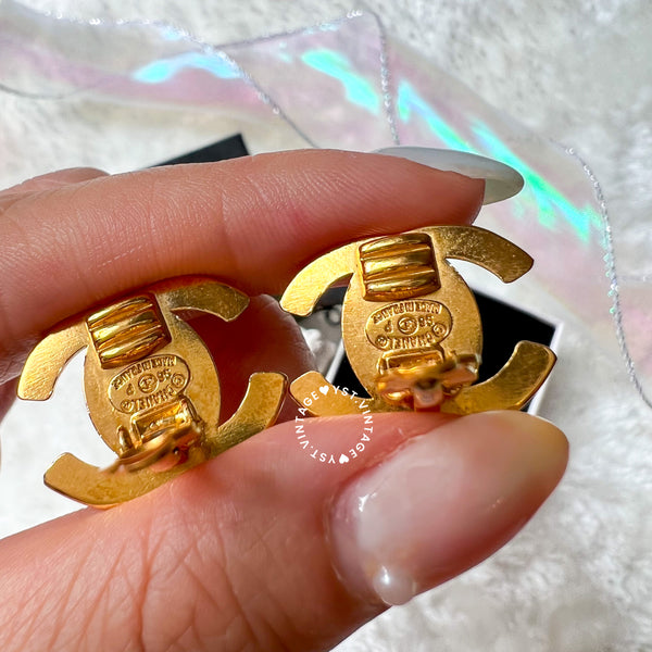 Vintage Chanel Turn-lock Coco Mark Ear Clips - 96P (Code: 037300)