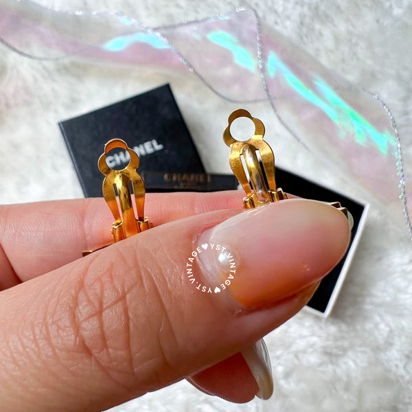 Vintage Chanel Turn-lock Coco Mark Ear Clips - 96P (Code: 037300)