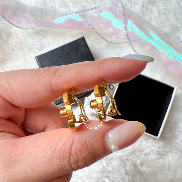 Vintage Chanel Turn-lock Coco Mark Ear Clips - 96P (Code: 037300)