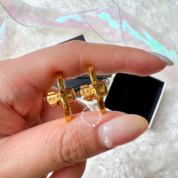 Vintage Chanel Turn-lock Coco Mark Ear Clips - 96P (Code: 037300)