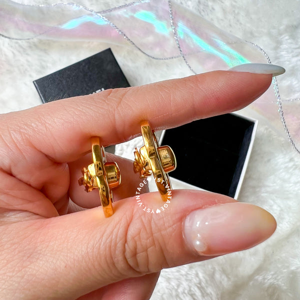 Vintage Chanel Turn-lock Coco Mark Ear Clips - 96P (Code: 037300)