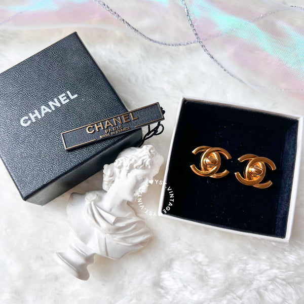Vintage Chanel Turn-lock Coco Mark Ear Clips - 96P (Code: 037300)